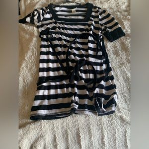 Self esteem black and white striped blouse